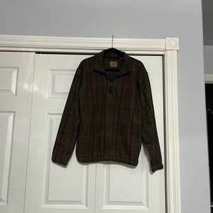 Men's Brown Plaid Quarter Zip